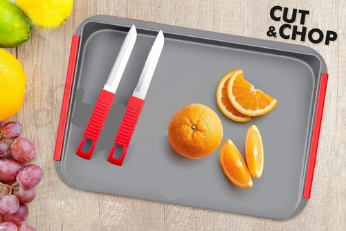 2 IN 1 CUT AND CHOP PLASTIC CHOPPING BOARD