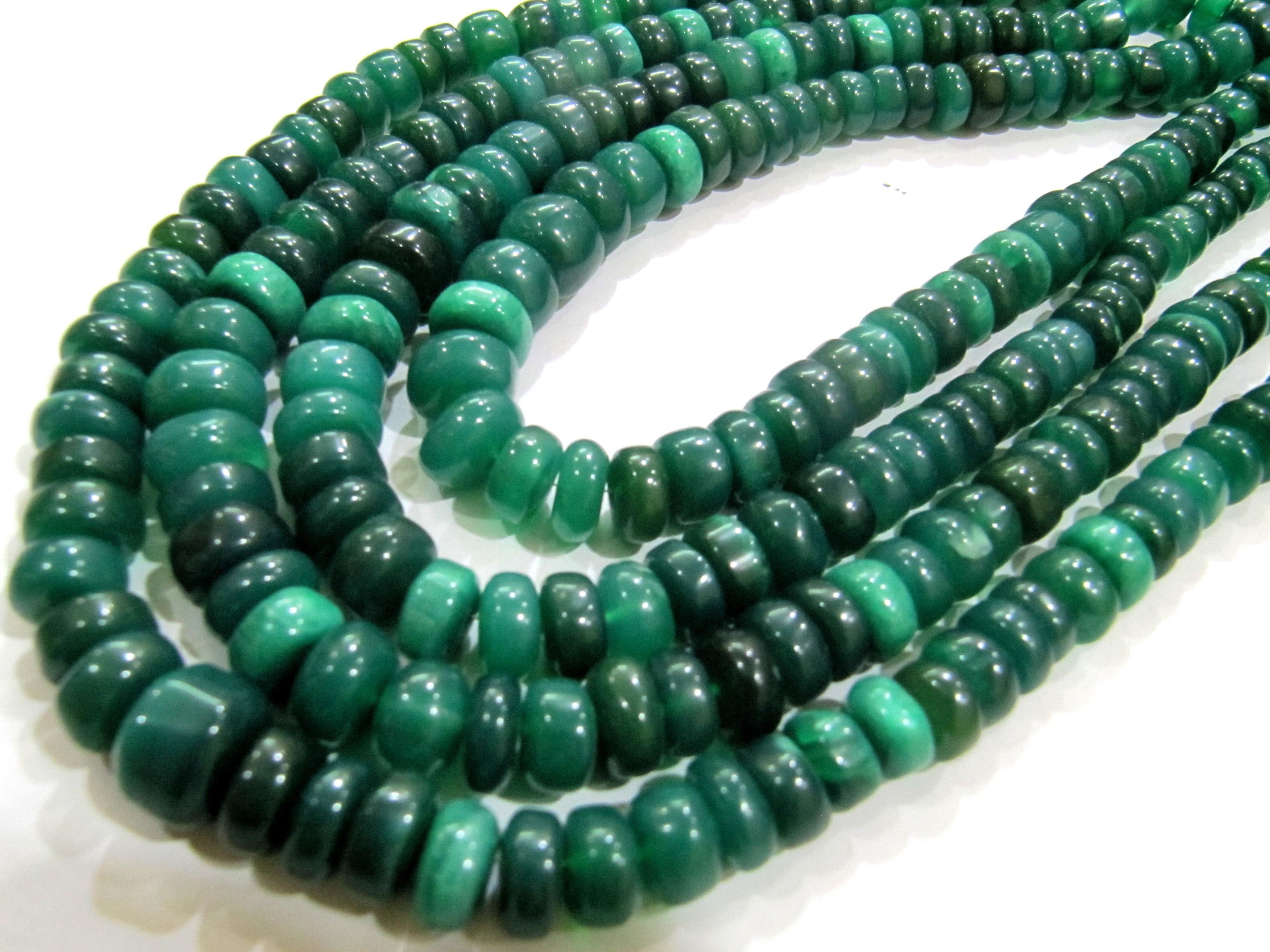 Natural Green Onyx Chalcedony Rondelle 7to12mm Beads