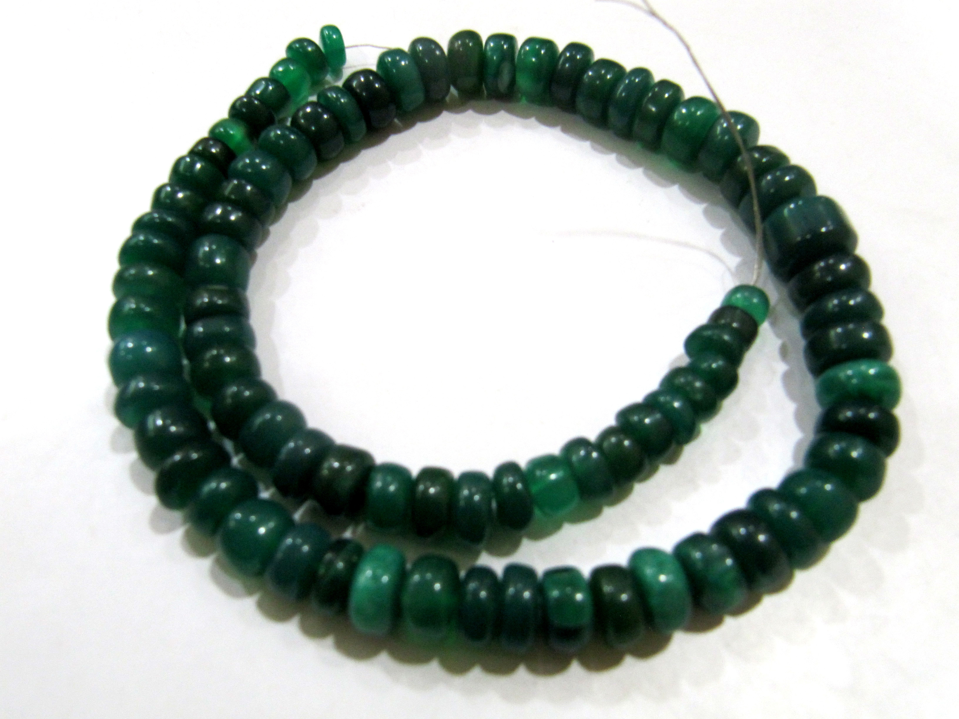 Natural Green Onyx Chalcedony Rondelle 7to12mm Beads