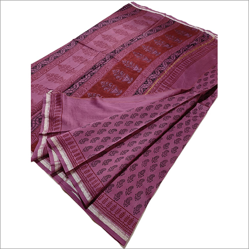 Different Colors Available Ladies Chanderi Silk Handblock Bagh Print Casual Saree