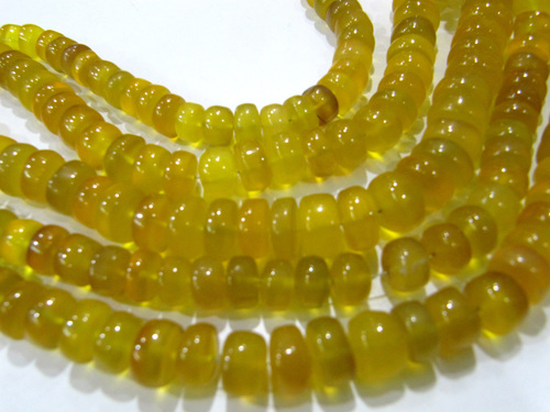 Natural Yellow Chalcedony Rondelle Plain 10-12mm Beads