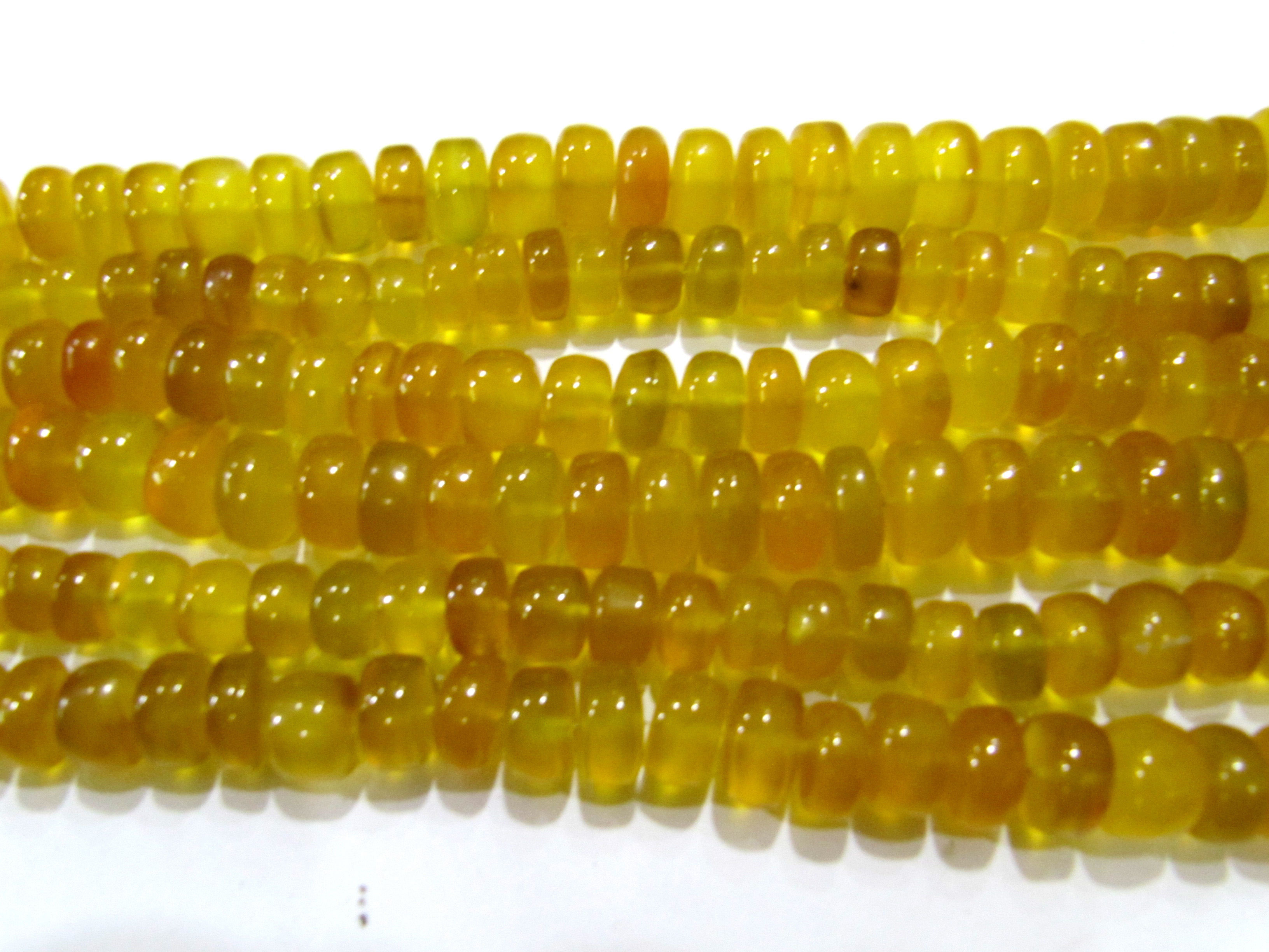 Natural Yellow Chalcedony Rondelle Plain 10-12mm Beads