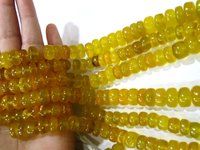 Natural Yellow Chalcedony Rondelle Plain 10-12mm Beads