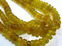 Natural Yellow Chalcedony Rondelle Plain 10-12mm Beads