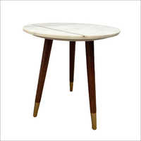 Round Marble Top Wooden Table