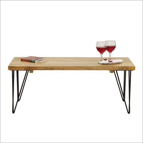 Wood Top Metal Rectangular Table