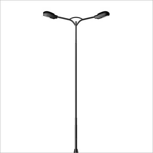 Black Double Arm Round Street Light Pole