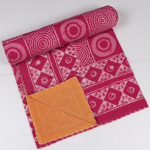 Indian Handmade  Printed kantha Bedcover