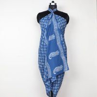 Blue Color Hand Print Cotton Sarong