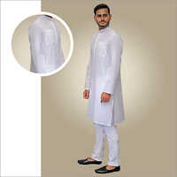 Mens White Khadi Kurta With Pyajama