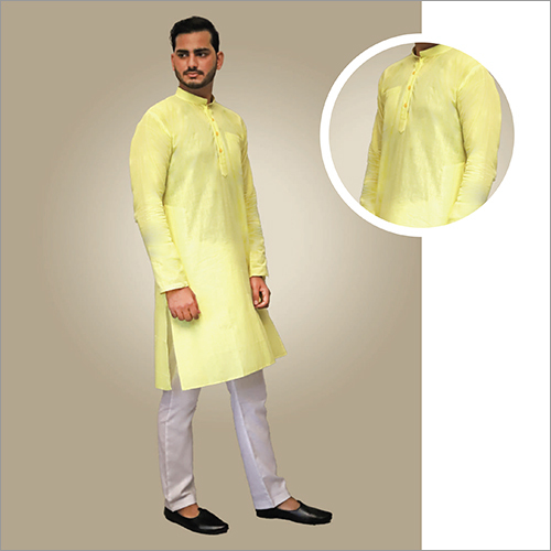 White Mens Khadi Kurta With Pyajama