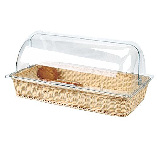 Brown 13X20 Inch Poly Rattan Bread Basket With Cover