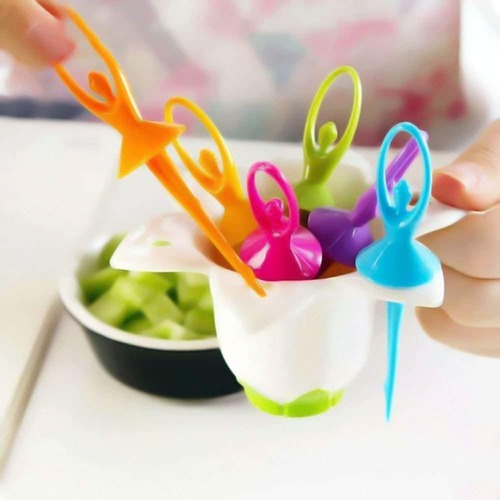 DANCING DOLL FRUIT FORK SET WITH STAND
