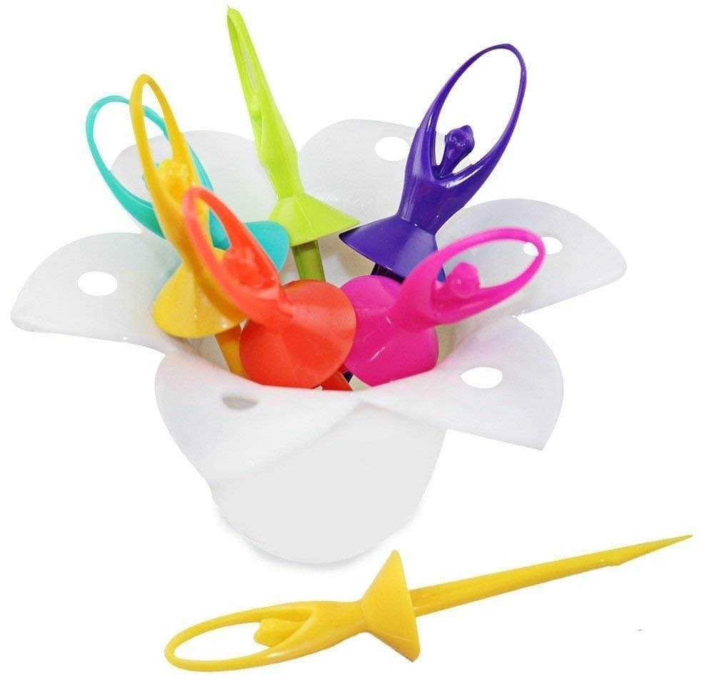 DANCING DOLL FRUIT FORK SET WITH STAND