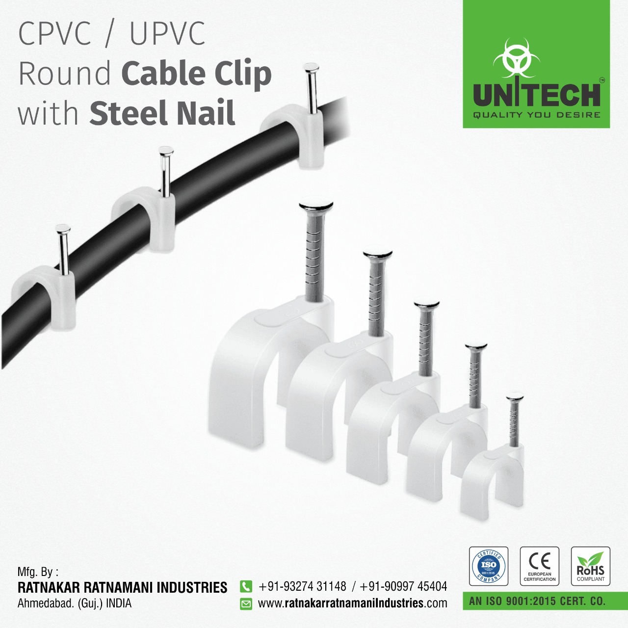 Circle Nail Cable Clip CPVC 20MM