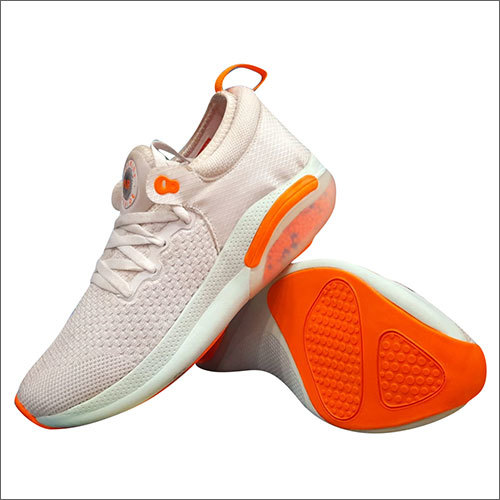 White And Orange Mens Lace Up Sports Shoes