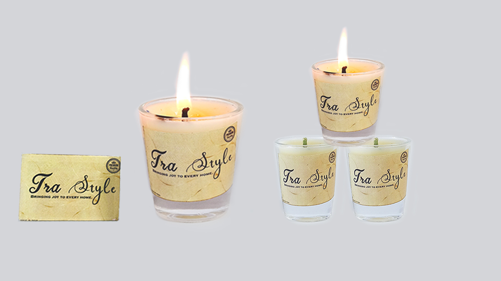 TRA Style Decorative Glass Candle Pack of 6