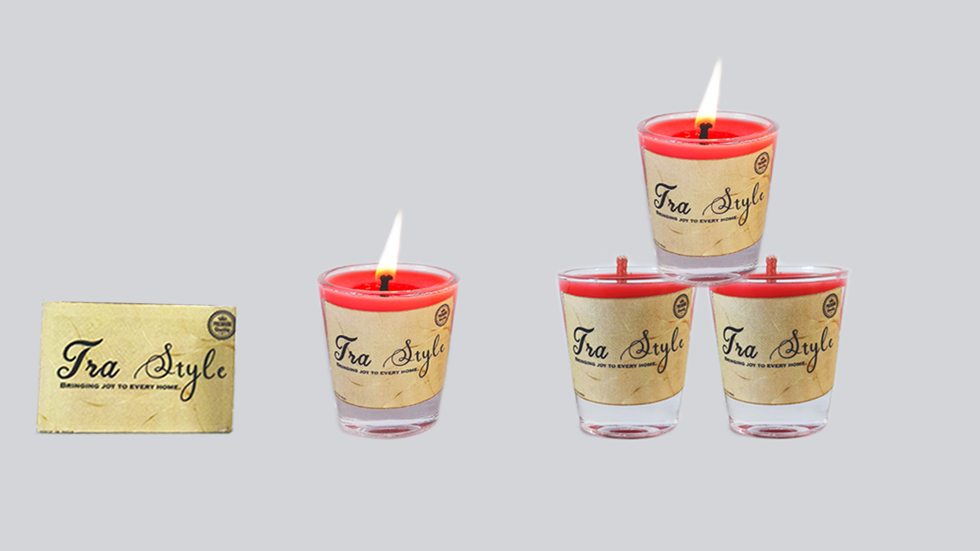 TRA Style Decorative Glass Candle Pack of 6