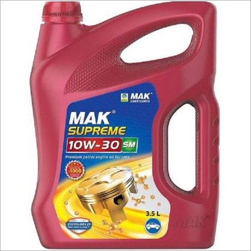 3.5 Ltr Mak Supreme 10W 30SM Engine Oil - 99% Ash, 3.5 Ltr Capacity, Available in Red, Green, Black Colors | Barrel, Drum, Can Packaging for Automotive Use