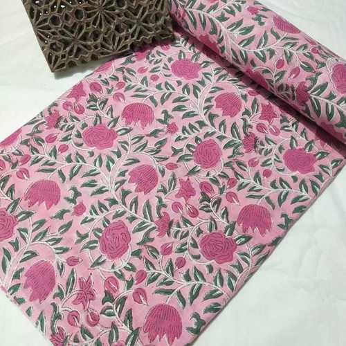 Hand block printed cotton fabric