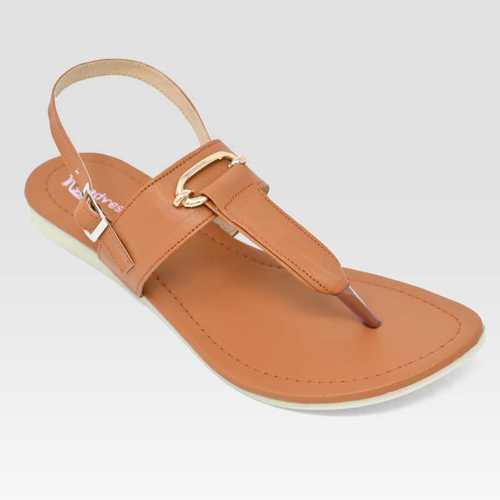 Tan Ladies Flat Sandals