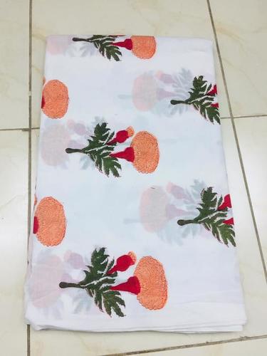 Yellow Hand Print Mughal Butta Cotton Fabric