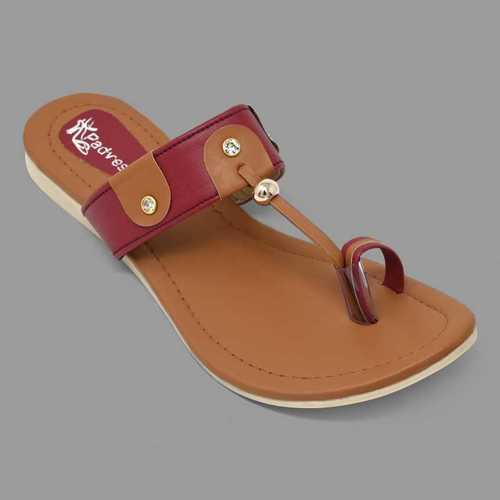 Maroon Ladies Flat Slippers