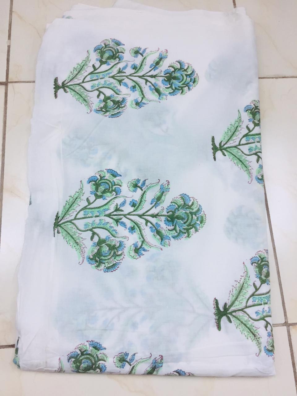 Colorful Mughal Jaipuri Hand Block Printed Cotton Fabric