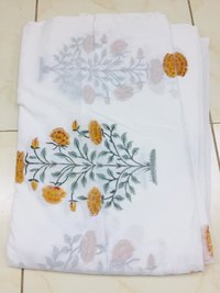 Green Flower Handmade Mughal Butta Jaipuri Cotton Fabric