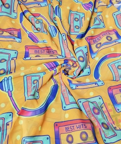 DeeArna Exports Musical Theme Mumbai Georgette Digital Print Unstitch Fabric Material for Womens Clothing