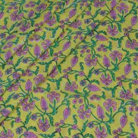 Yellow Malte Color Hand Printed Cotton Fabric