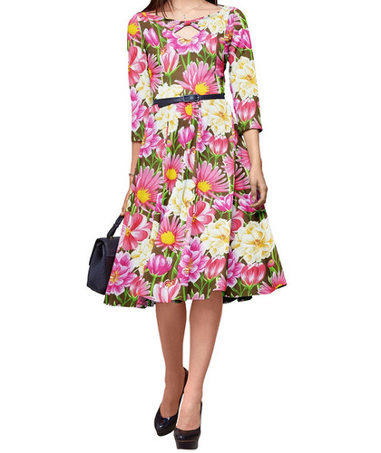 DeeArna Exports Fancy Floral Digital Prints on Rayon Slub Silk Unstitch Fabric Material for Womens Clothing