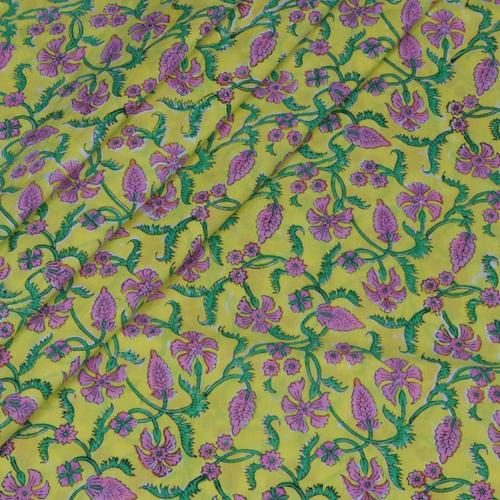 Pink Green Malte Color Block Print Fabric