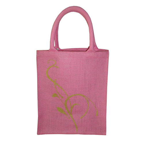PP Laminated Jute Bag With Metal Press Button On Side Gusset