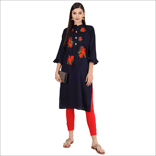 Ladies Embroidered Kurti With Legging Set