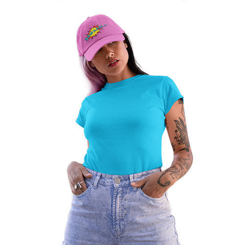 Ladies Sky Blue Plain T-Shirts Bust Size: 34-42 Inch (In)