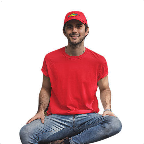 Mens Red Half Sleeves T-shirt