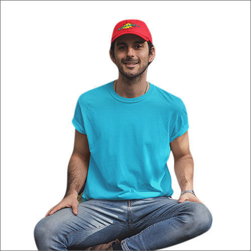 Mens Sky Blue Plain T-shirt