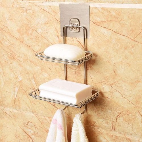 Soap Dish For Home - Wall Mounted Double Layer Soap Dish Holder Stainless  Steel Wall Hanging Soap Storage Rack Wholesaler from Surat