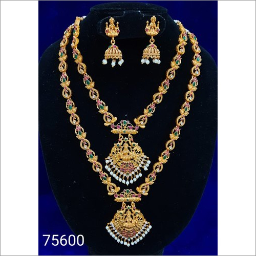 75600 Designer Matte Gold Necklace Set