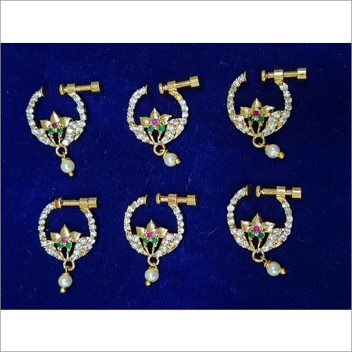 Designer Cz Round Nose Ring By APSARA GOLD COVERING JEWELLERY