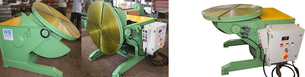 Welding Positioner - Fabricated Plates & Channel, Ã750 mm Table, Deep Orange, 1000 Kgs Capacity, 0-135° Tilt, 0.1-1 RPM Rotation, 0.5 HP Motors, Safety Features