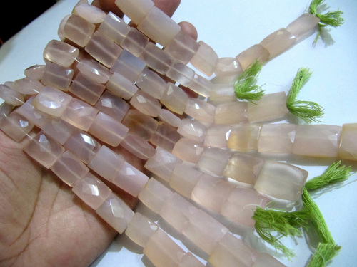 Natural Rose quartz chalcedony Square 12 to16 Beads