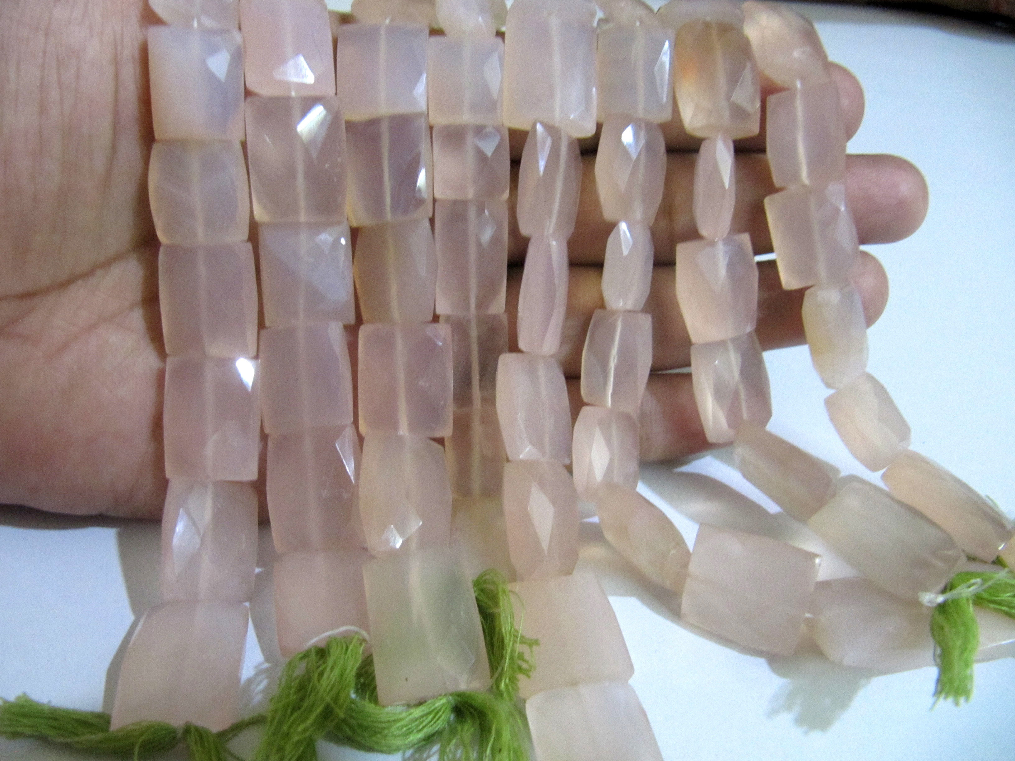 Natural Rose quartz chalcedony Square 12 to16 Beads