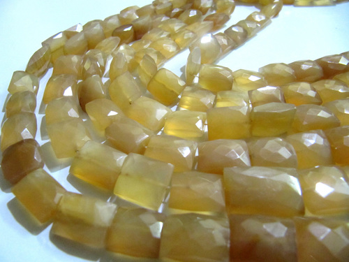 Natural Mustard Chalcedony Square Shape 12to16mm beads