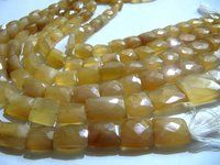 Natural Mustard Chalcedony Square Shape 12to16mm beads