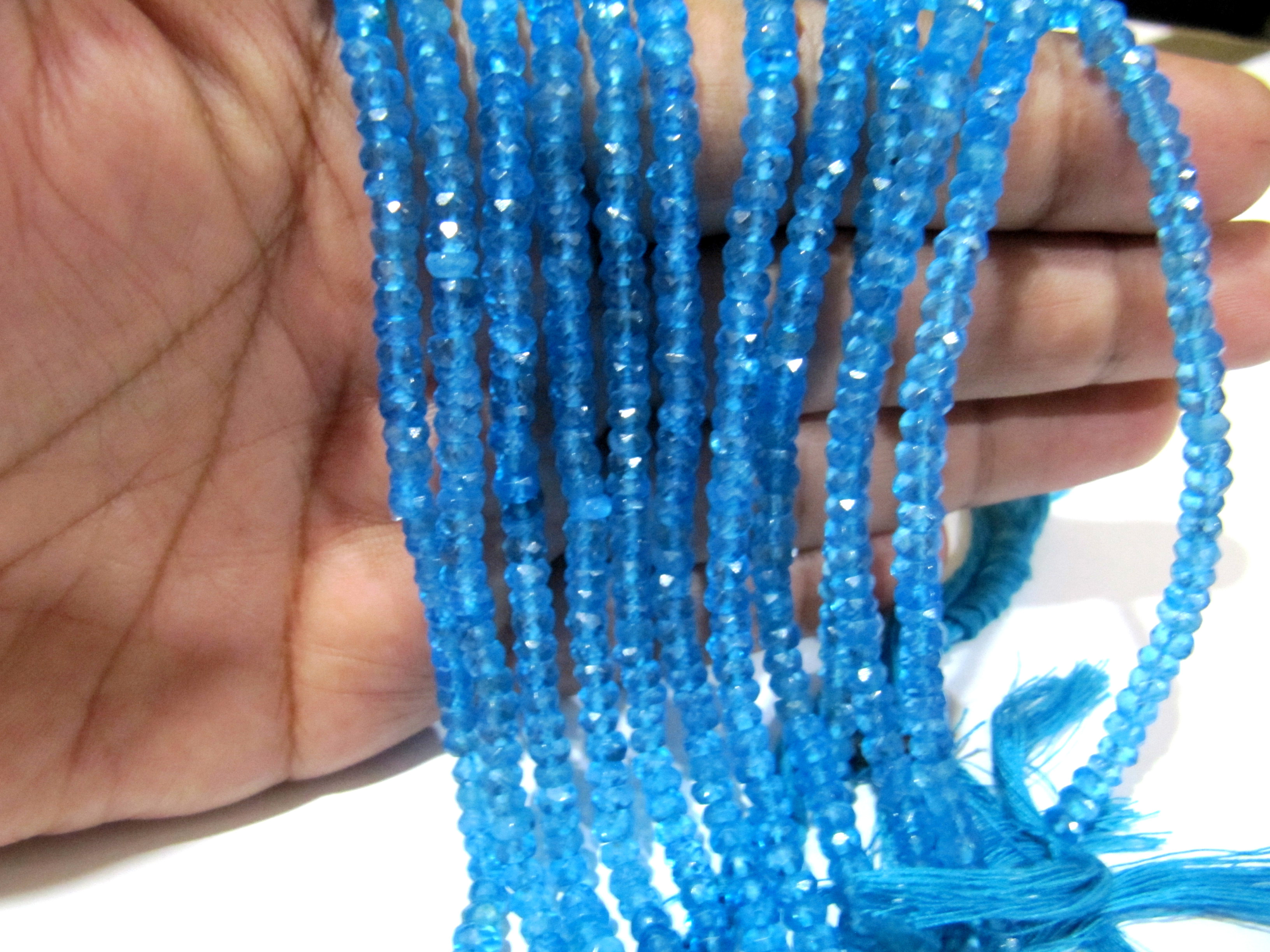 Natural Swiss Blue Topaz 4 to 5mm Rondelle Beads