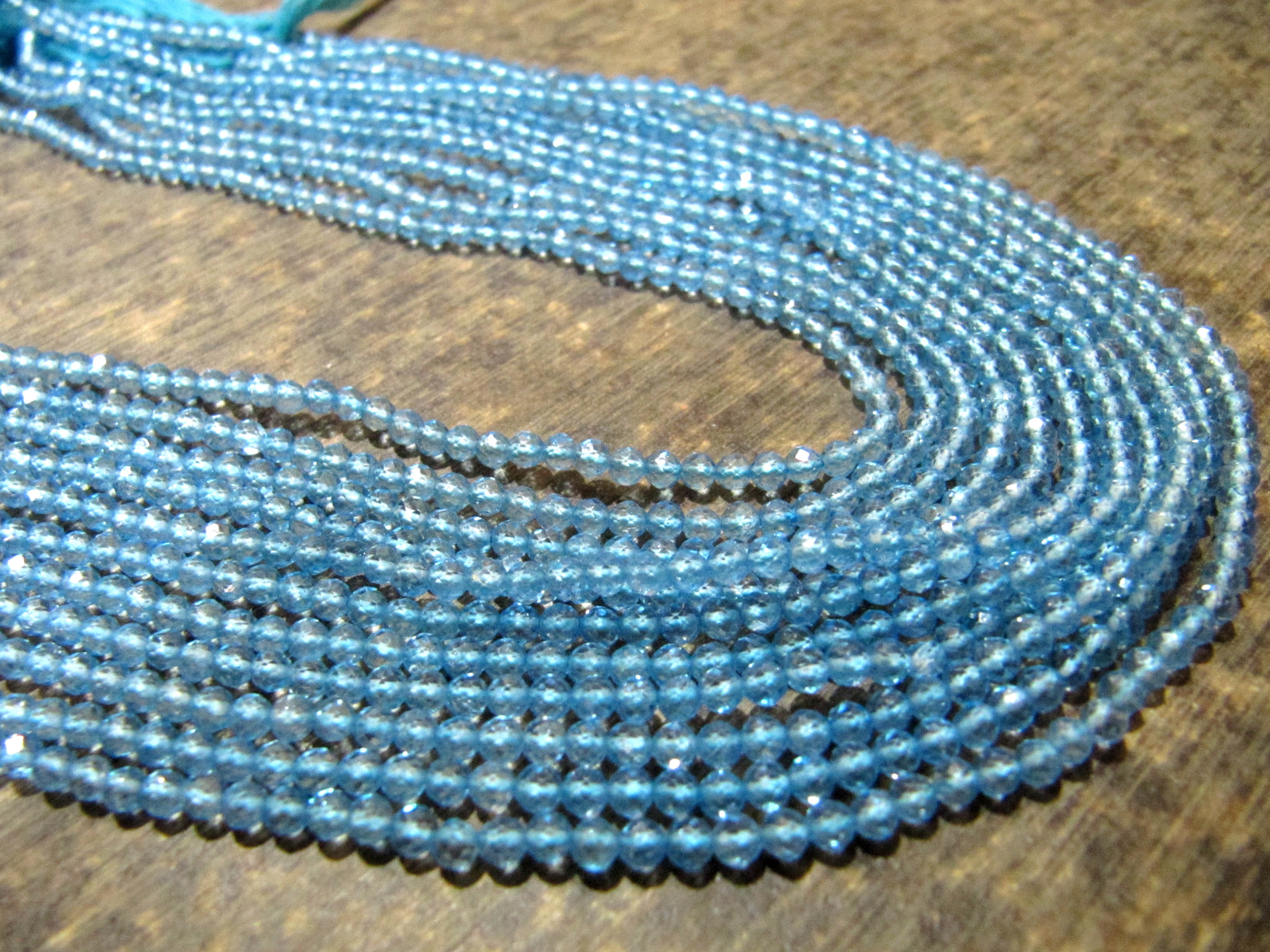 Natural Sky Blue Topaz 3mm Round  Beads