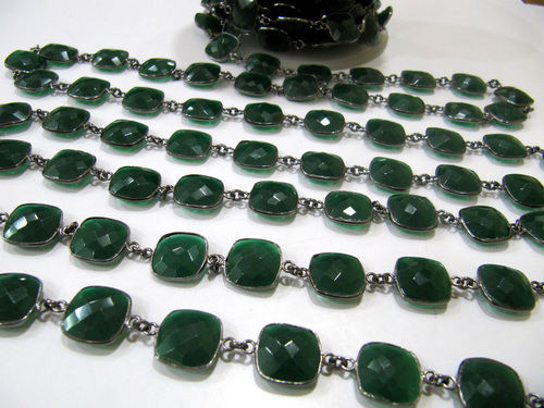 Green Onyx Chalcedony 13mm Briolette Cushion Shape