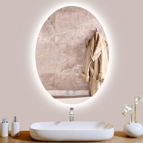LED Copper Free Bathroom Makeup Mirror with DEFOGGER & Dimmable Touch Switch